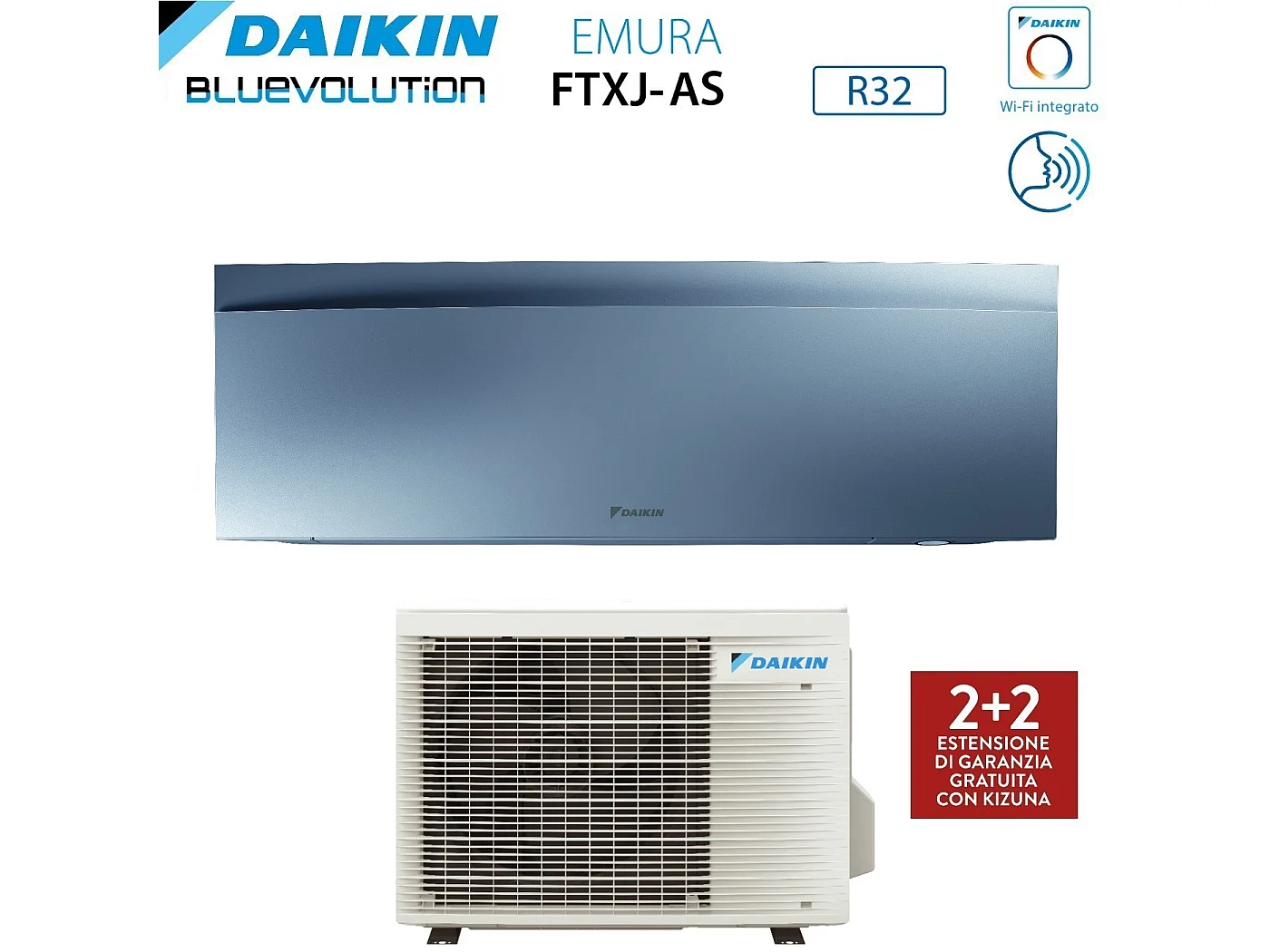 Climatizzatore Condizionatore Daikin Bluevolution Inverter Serie Emura Silver Iii 7000 Btu Ftxj20as R-32 Wi-Fi Integrato Classe A+++ Garanzia Italian