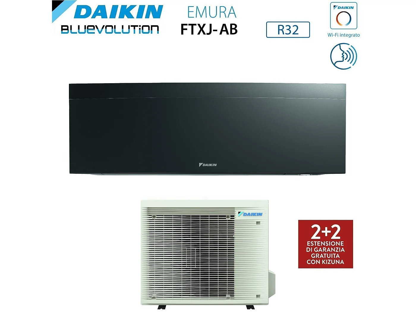 Climatizzatore Condizionatore Daikin Bluevolution Inverter Serie Emura Black Iii 15000 Btu Ftxj42ab R-32 Wi-Fi Integrato Classe A+++ Garanzia Italian