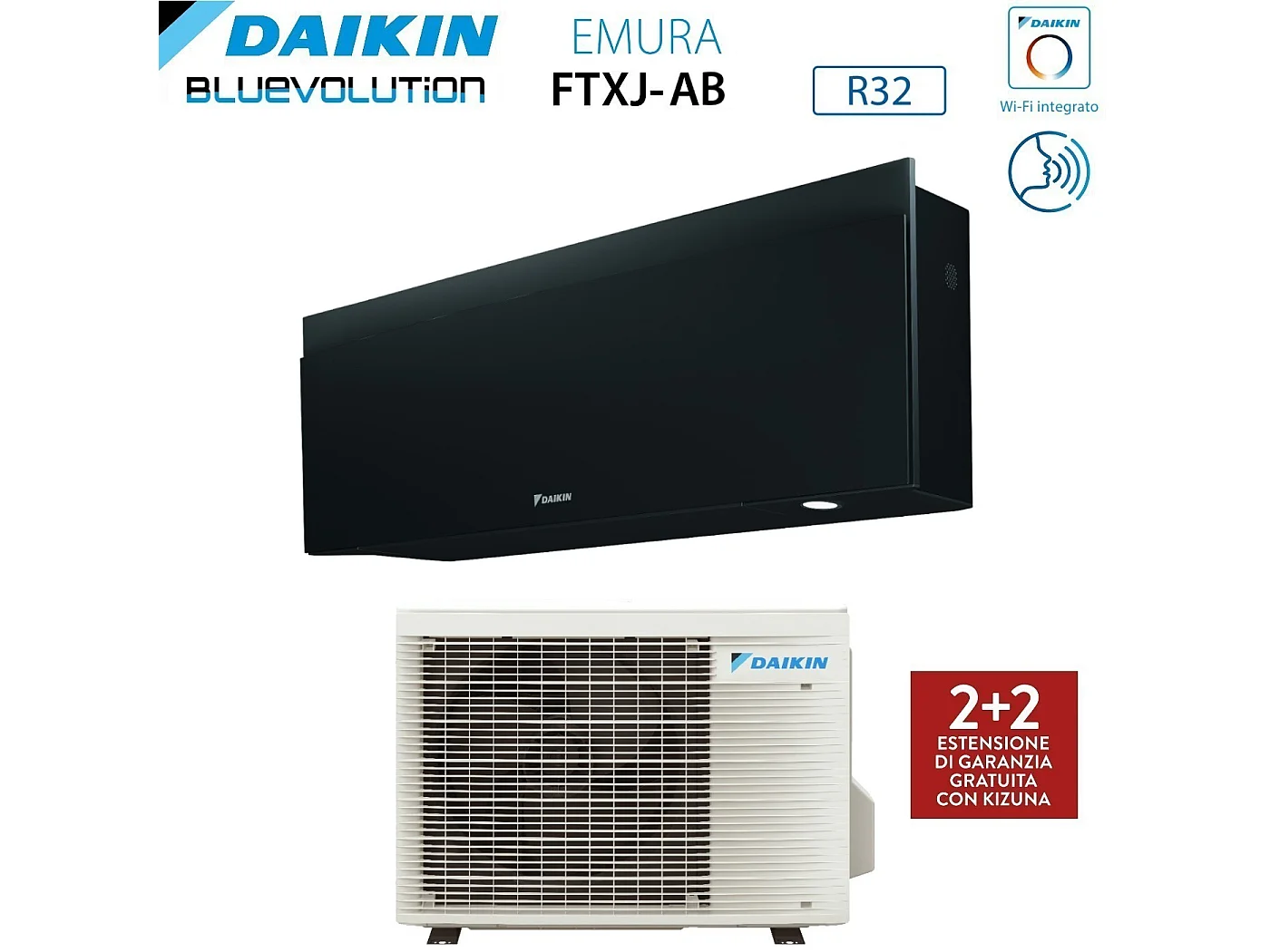 Climatizzatore Condizionatore Daikin Bluevolution Inverter Serie Emura Black Iii 9000 Btu Ftxj25ab R-32 Wi-Fi Integrato Classe A+++ Garanzia Italiana