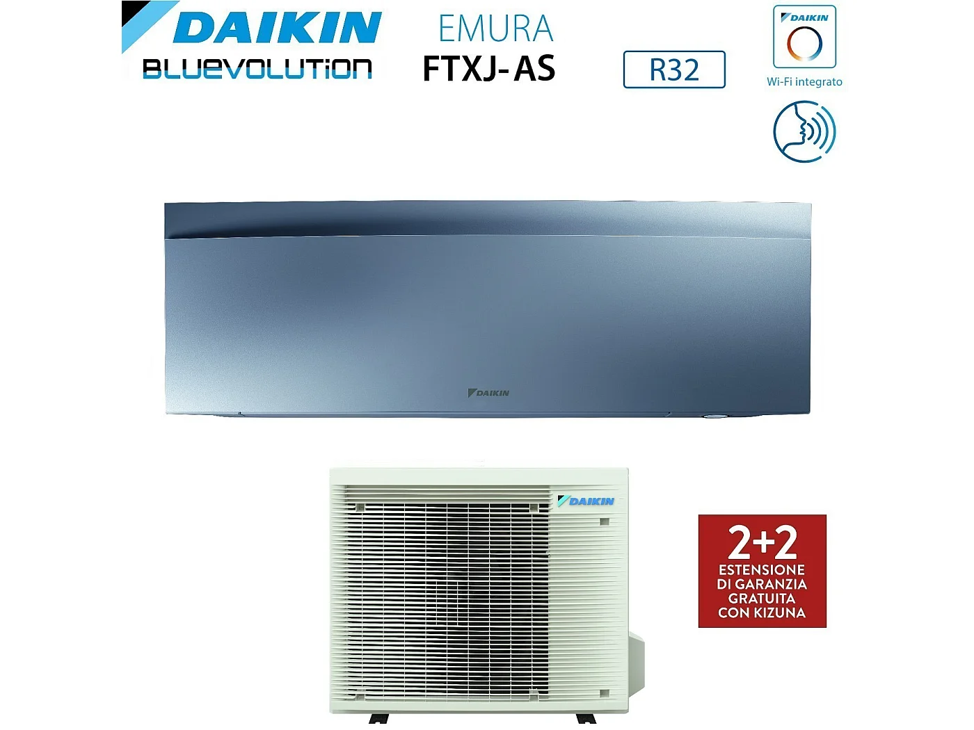 Climatizzatore Condizionatore Daikin Bluevolution Inverter Serie Emura Silver Iii 18000 Btu Ftxj50as R-32 Wi-Fi Integrato Classe A++ Garanzia Italian