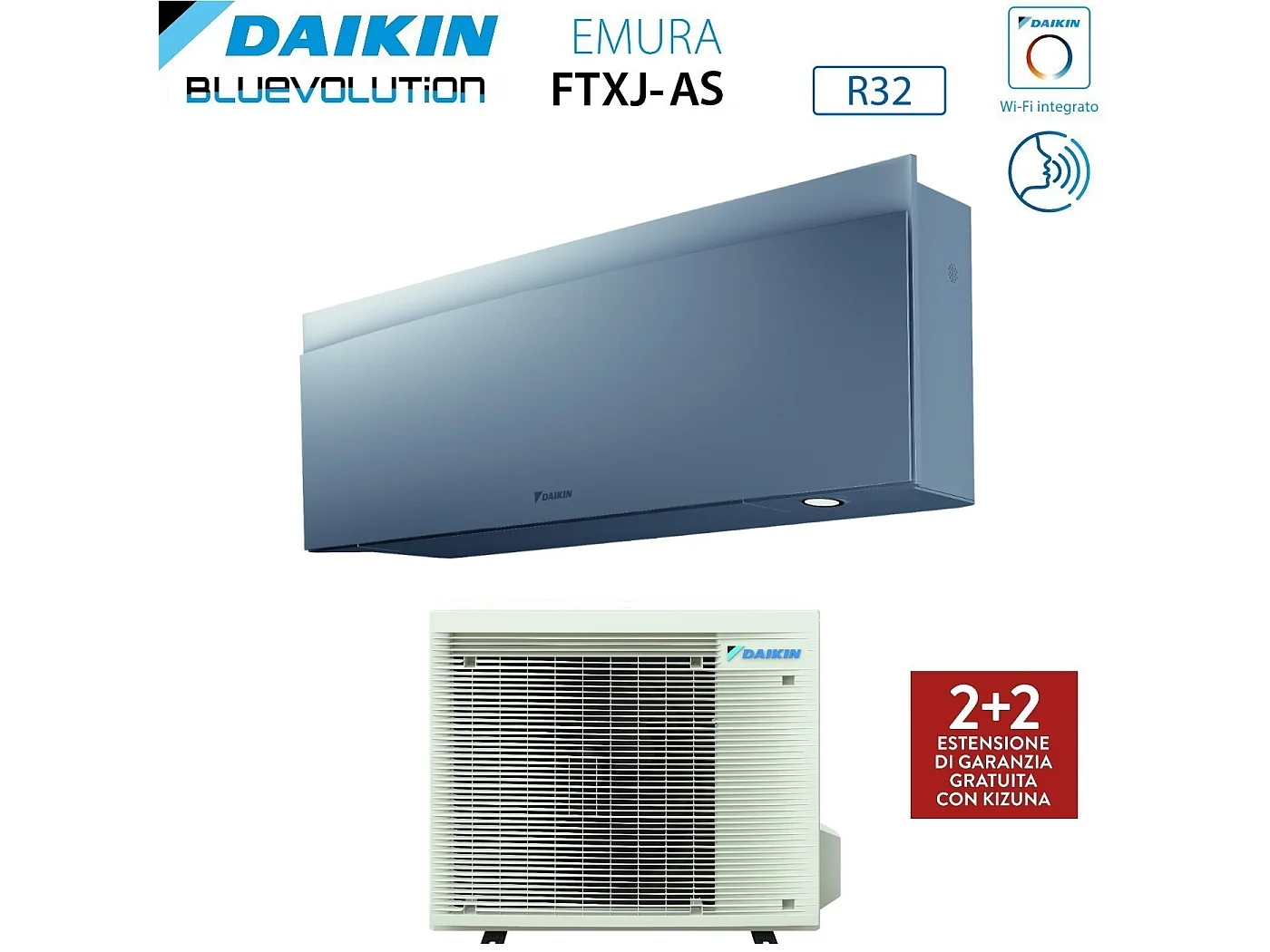 Climatizzatore Condizionatore Daikin Bluevolution Inverter Serie Emura Silver Iii 18000 Btu Ftxj50as R-32 Wi-Fi Integrato Classe A++ Garanzia Italian