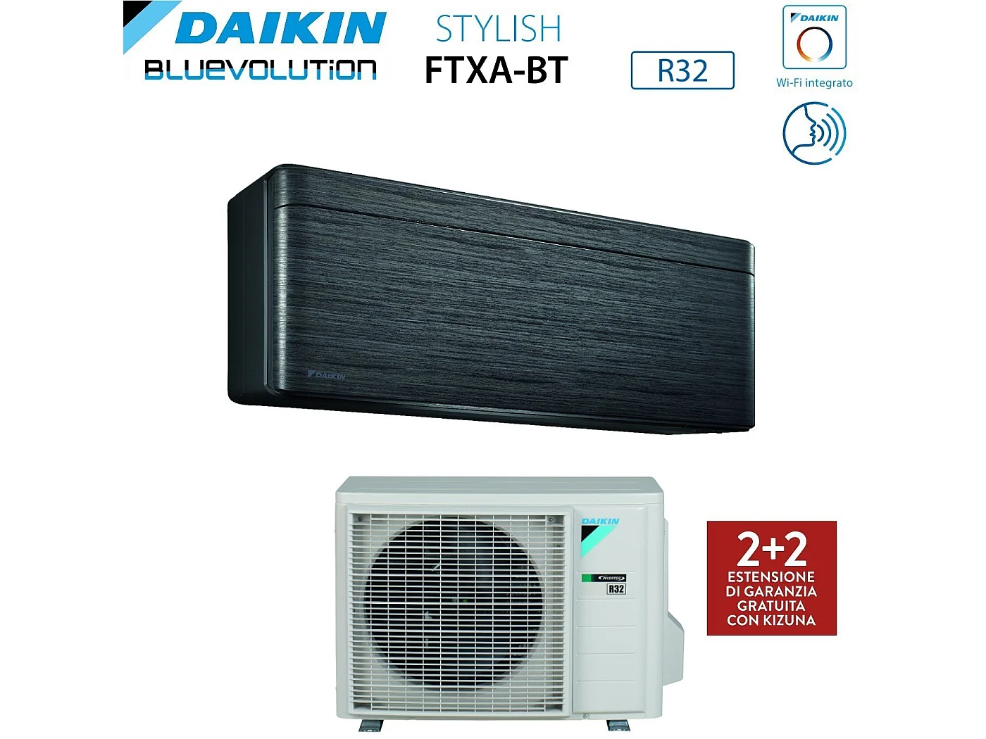 Climatizzatore Condizionatore Daikin Bluevolution Inverter Serie Stylish Real Blackwood 18000 Btu Ftxa50bt R-32 Wi-Fi Integrato Classe A++ Colore Leg