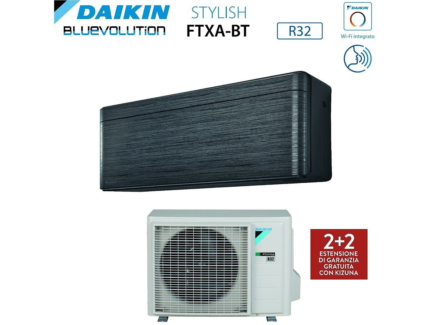 Climatizzatore Condizionatore Daikin Bluevolution Inverter Serie Stylish Real Blackwood 12000 Btu Ftxa35bt R-32 Wi-Fi Integrato Classe A+++ Colore Le