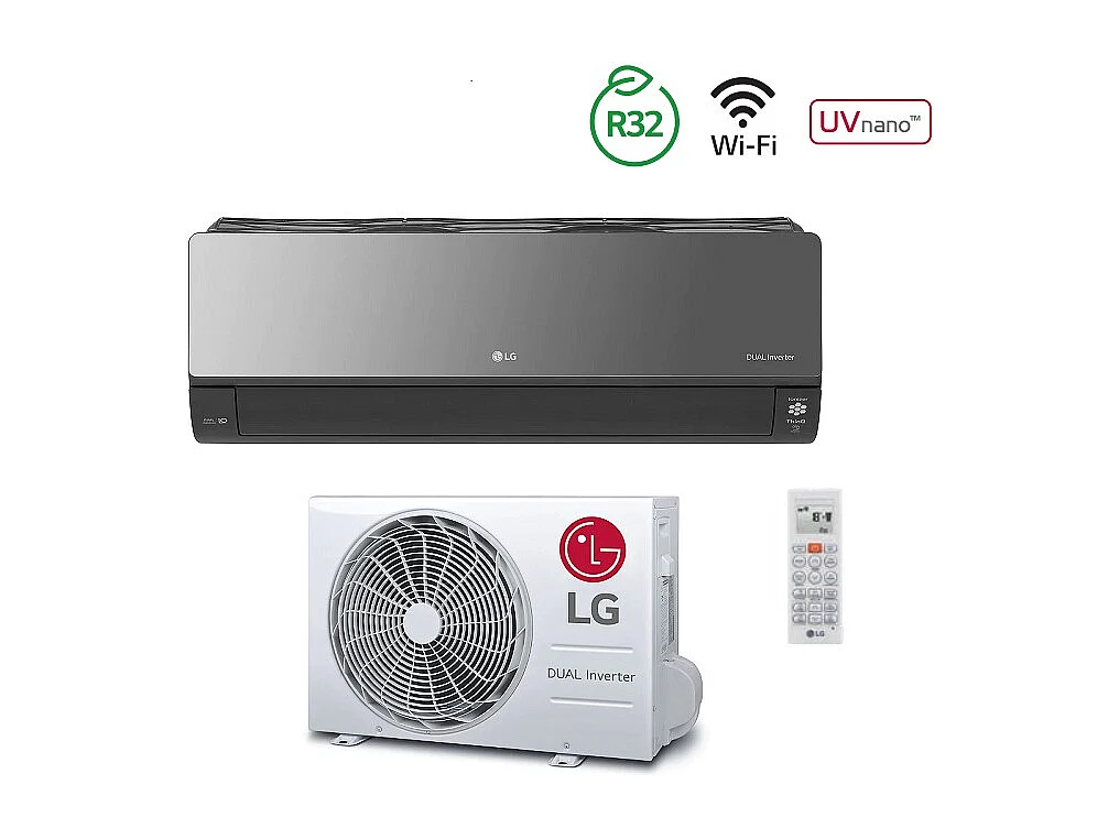 Climatizzatore Condizionatore Lg Inverter Artcool Mirror 9000 Btu R-32 Wi-Fi Integrato Ac09bk Uv Nano Voice Control Classe A++/A+- Novita'