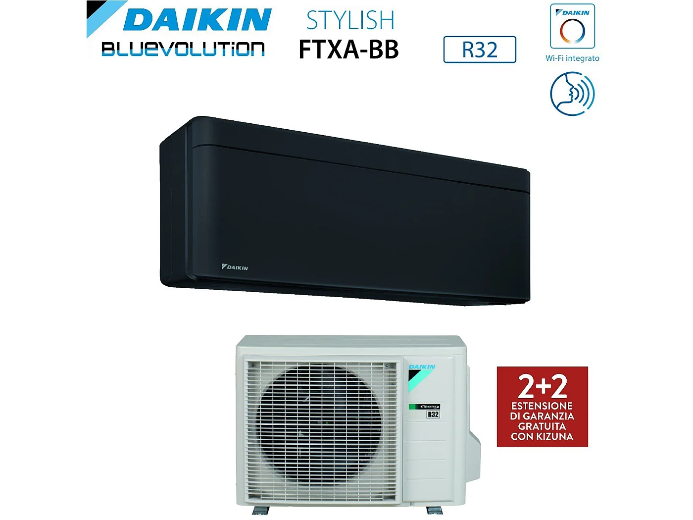 Climatizzatore Condizionatore Daikin Bluevolution Inverter Serie Stylish Total Black 9000 Btu Ftxa25bb R-32 Wi-Fi Integrato Classe A+++ Colore Nero -