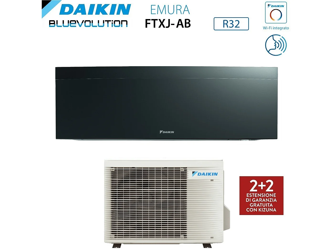 Climatizzatore Condizionatore Daikin Bluevolution Inverter Serie Emura Black Iii 7000 Btu Ftxj20ab R-32 Wi-Fi Integrato Classe A+++ Garanzia Italiana