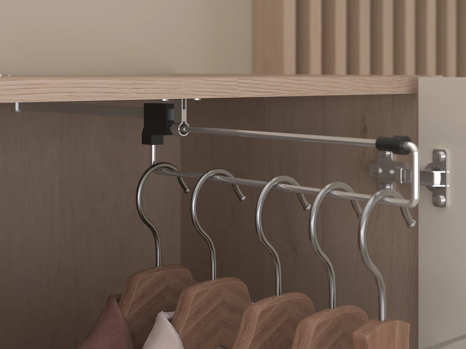 Letto a ponte 160 x 200 cm con vani portaoggetti - Con LED - Beige e naturale - DOMELITO