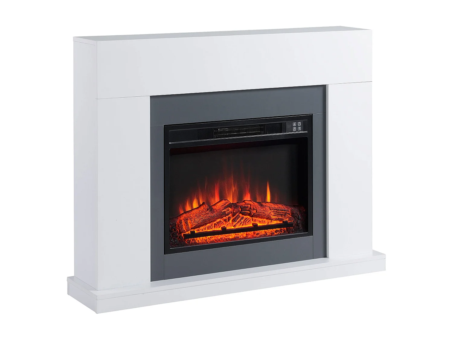 Easycomfort Camino Elettrico A Parete Con Led Effetto Fiamma E Timer, Copertura 37m², 2000w - Bianco