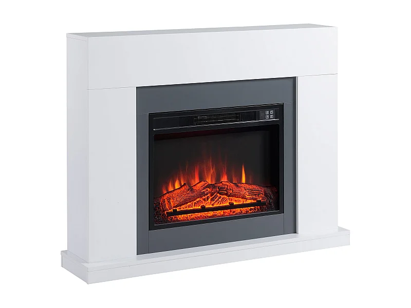 Easycomfort Camino Elettrico A Parete Con Led Effetto Fiamma E Timer, Copertura 37m², 2000w - Bianco