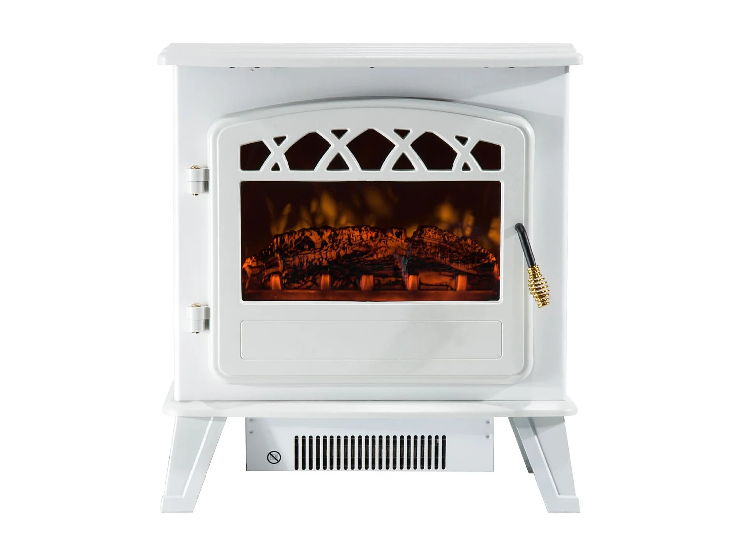 Easycomfort Camino Elettrico Da Terra Con Effetto Fiamma Regolabile 1800w, Bianco, 51x31x56cm