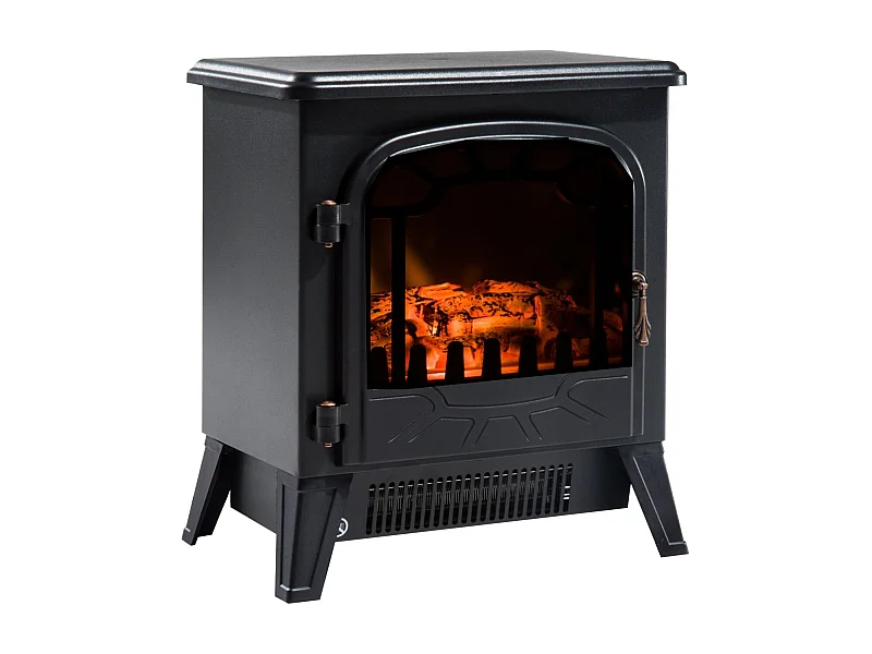 Easycomfort Camino Elettrico Con Effetto Fiamma Regolabile Potenza 900w/1800w, 36 X 25.5 X 41.5cm, Nero