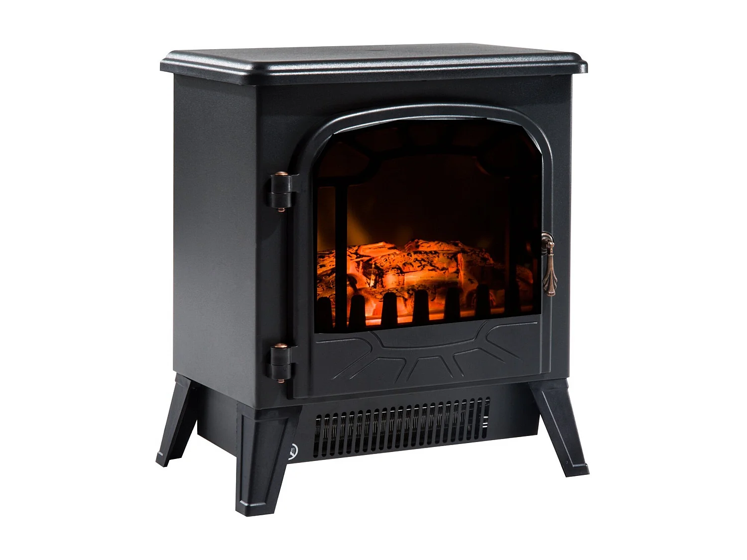 Easycomfort Camino Elettrico Con Effetto Fiamma Regolabile Potenza 900w/1800w, 36 X 25.5 X 41.5cm, Nero