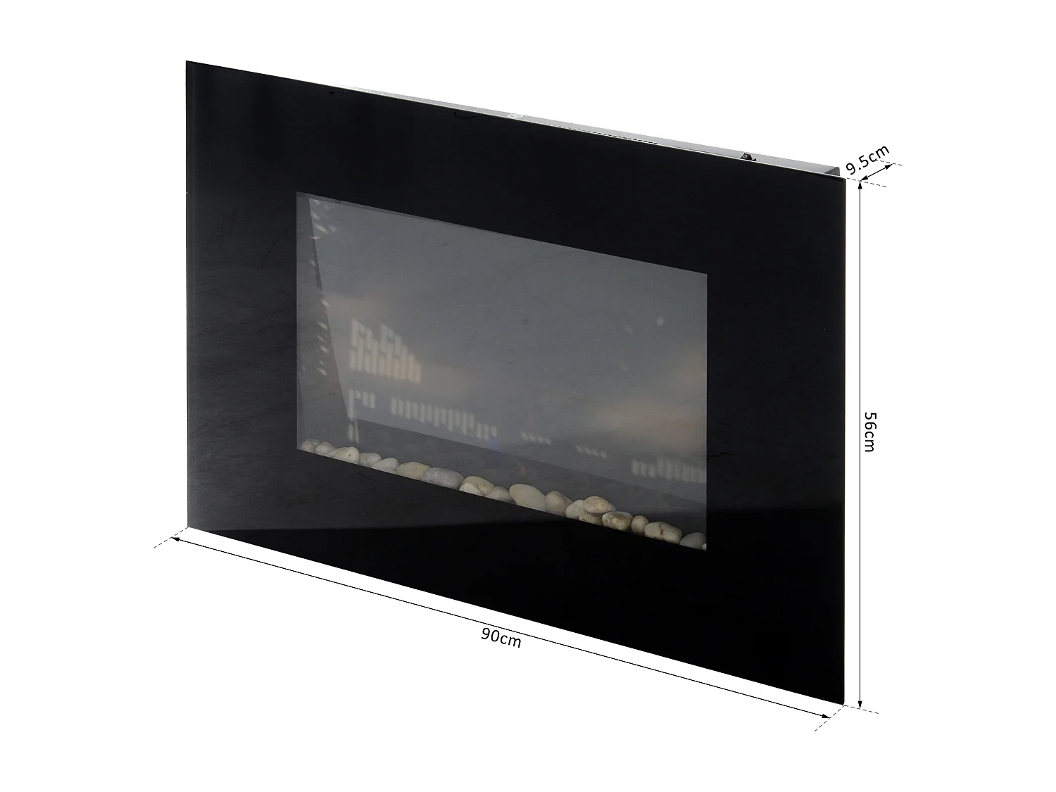 Easycomfort Camino Elettrico Da Parete Potenza 1000w/2000w Effetto Fiamma 7 Colori Con Telecomando 90 × 9.5 × 56cm