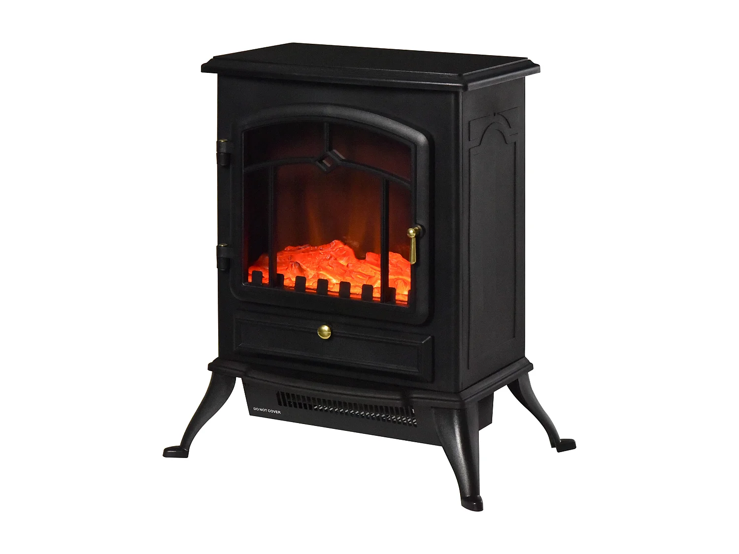 Easycomfort Camino Elettrico Da Terra Con Effetto Fiamma Potenza 1000w /2000w In Abs E Vetro 45×28×54cm Nero