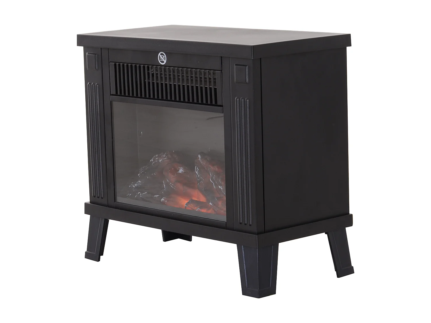 Easycomfort Camino Elettrico Da Terra Moderno Potenza 600w/1200w Con Effetto Fiamma 34 X 17 X 31cm Nero