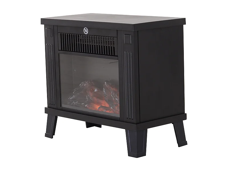 Easycomfort Camino Elettrico Da Terra Moderno Potenza 600w/1200w Con Effetto Fiamma 34 X 17 X 31cm Nero