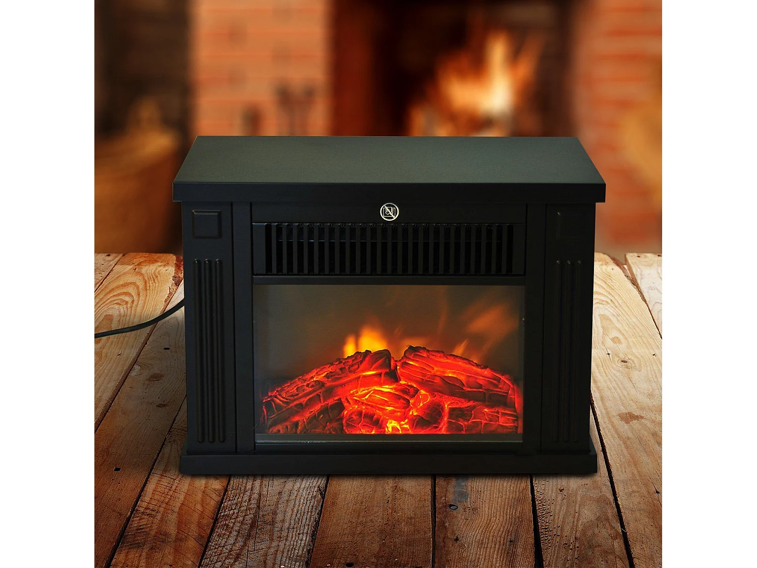 Easycomfort Camino Elettrico Da Tavolo Con Effetto Fiamma, Caminetto Con Potenza Regolabile 600/1200w, Copertura 10-15m², Nero