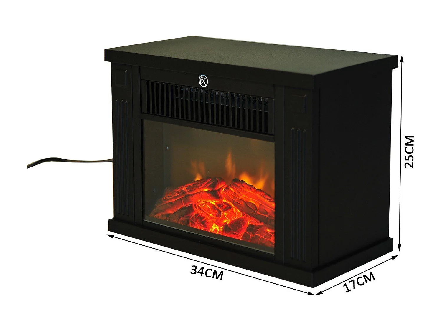 Easycomfort Camino Elettrico Da Tavolo Con Effetto Fiamma, Caminetto Con Potenza Regolabile 600/1200w, Copertura 10-15m², Nero