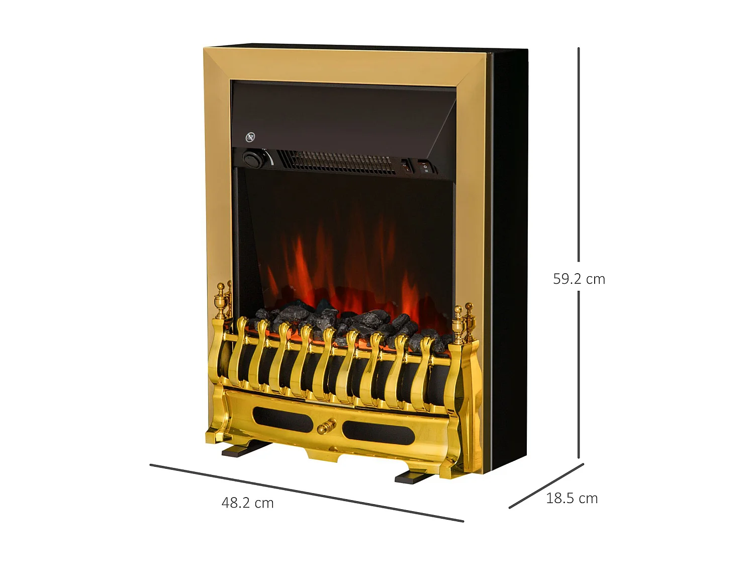 Easycomfort Camino Elettrico Da Incasso O Da Terra Potenza 1000w / 2000w In Plastica E Metallo 48.2 × 18.5 × 59.2cm Oro