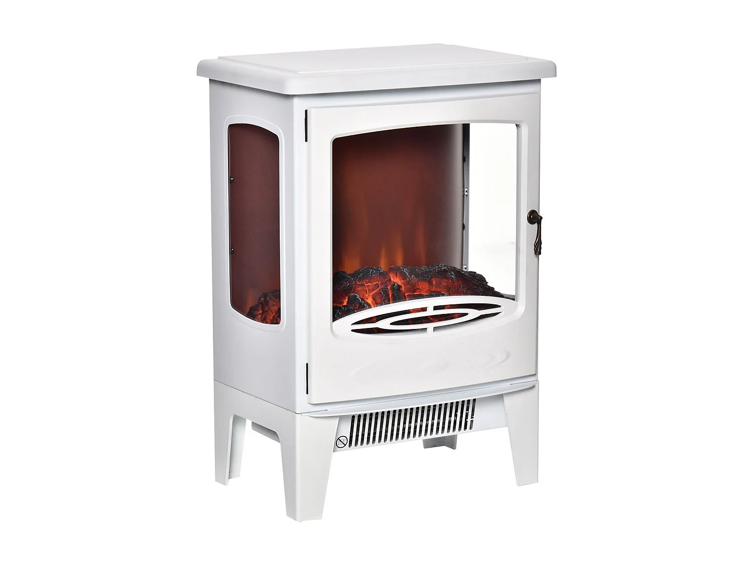 Easycomfort Camino Elettrico Effetto Fiamma E 3 Lati Aperti Temperatura Regolabile Copertura 20-25m² - Bianco