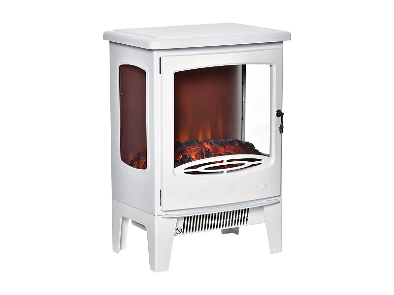 Easycomfort Camino Elettrico Effetto Fiamma E 3 Lati Aperti Temperatura Regolabile Copertura 20-25m² - Bianco