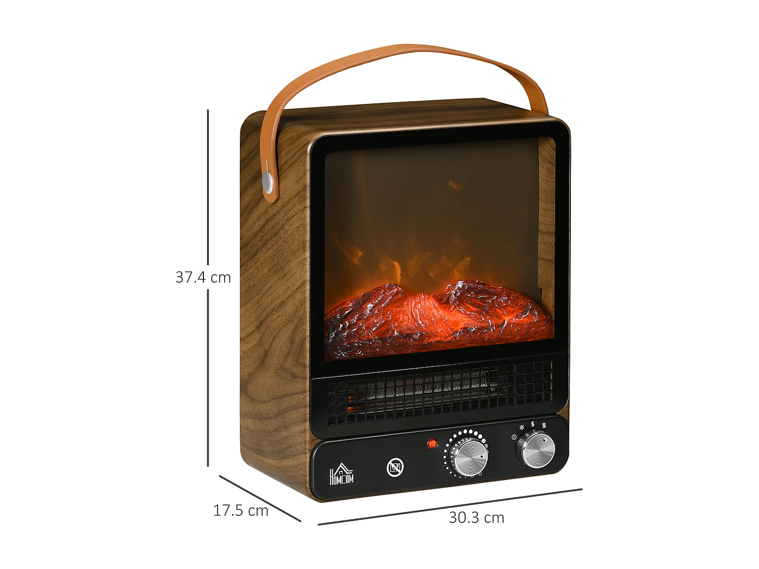 Easycomfort Camino Elettrico Con Fiamma Led, 3 Modalità Di Riscaldamento E Interruttore Di Sicurezza, 30.3x17.5x37.4 Cm