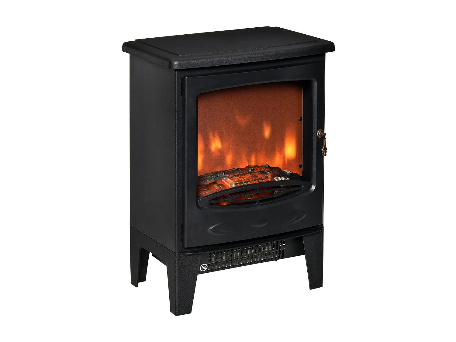 Easycomfort Camino Elettrico Da Terra Con Effetto Fiamma, Temperatura Regolabile 900w-1800w, Copertura 15-20m², 39x26x54.8cm, Nero