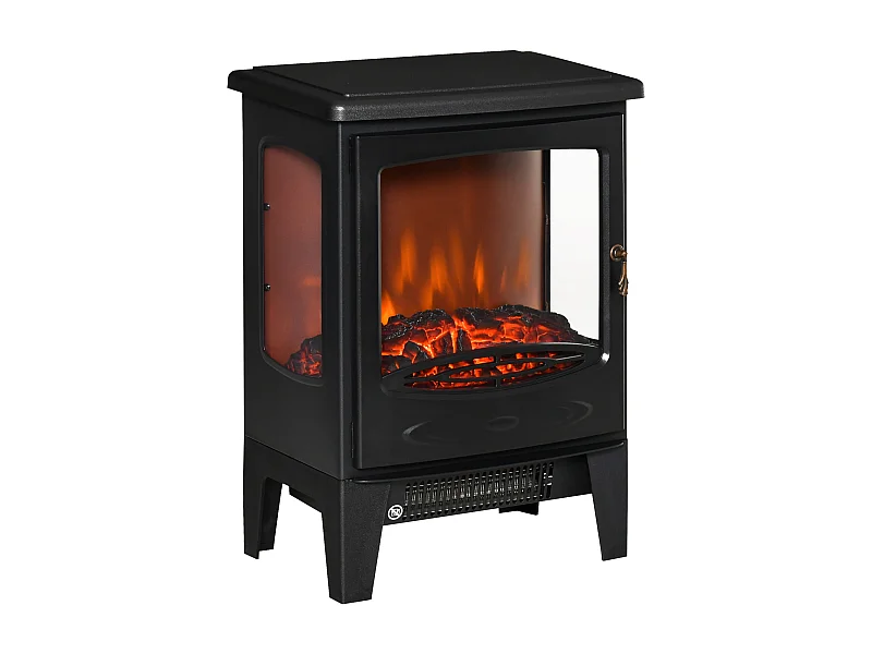 Easycomfort Camino Elettrico Effetto Fiamma E 3 Lati Aperti, Temperatura Regolabile 900w-1800w, Copertura 20-25m², 39x26x54.8cm, Nero