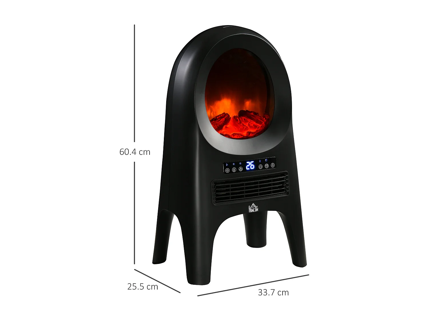 Easycomfort Termoventilatore A 3 Modalità Di Riscaldamento Con 3 Temperature Regolabili, 33.7x25.5x60.4 Cm, Nero