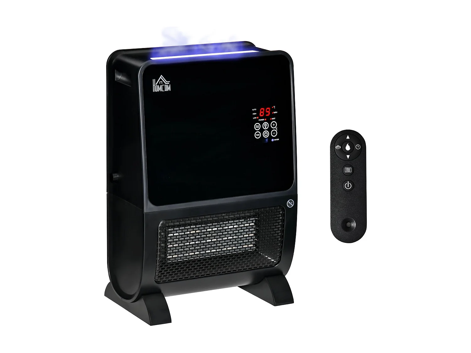 EasyComfort Stufa Elettrica 2in1 con Umidificatore, Luce LED 3 Colori, Timer e Telecomando, 33x21x49.5 cm, Nero