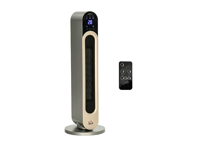 Easycomfort Stufetta Elettrica A 3 Modalità Di Riscaldamento Regolabile Con Telecomando, φ25x73.5 Cm, Argento