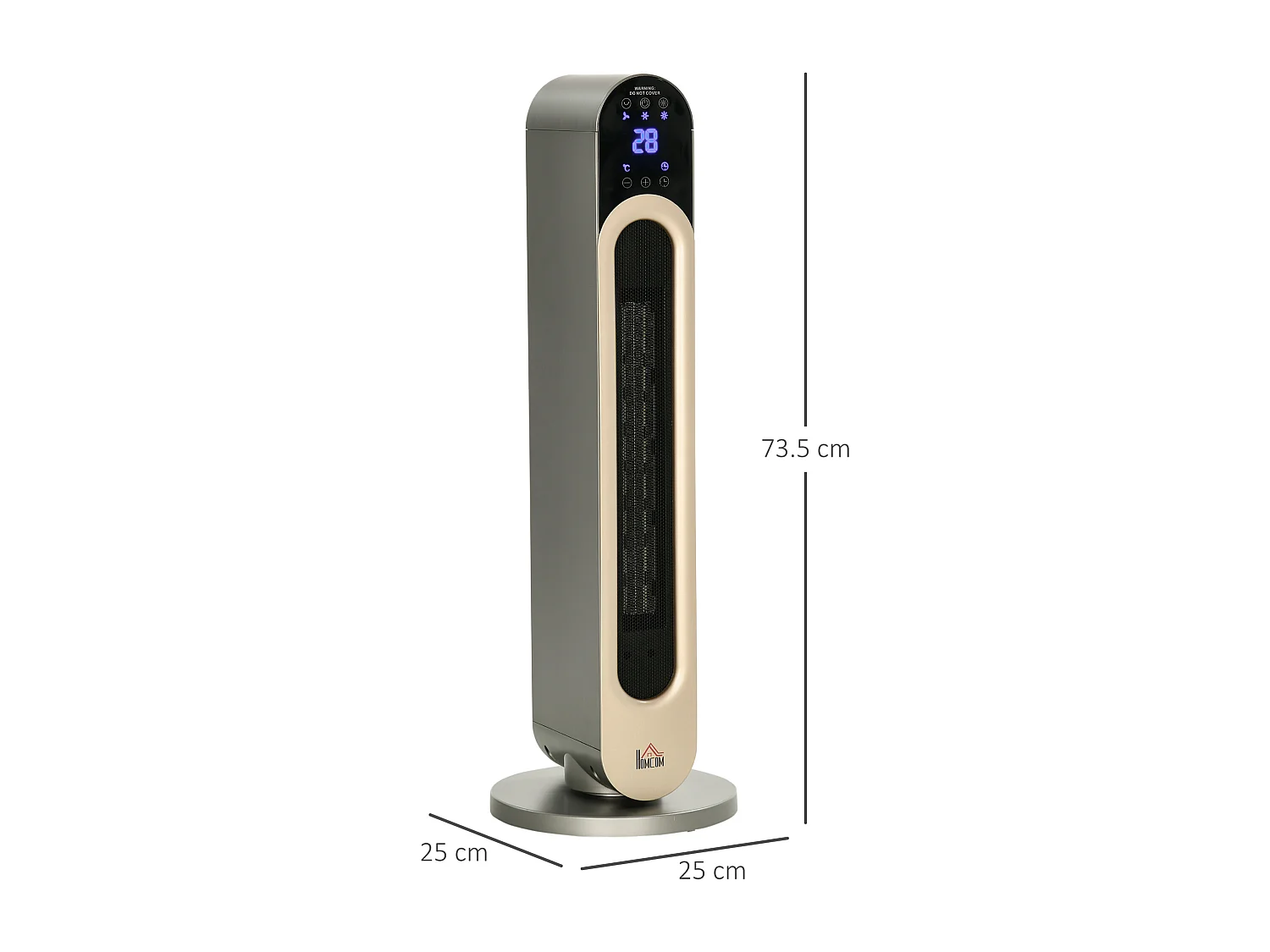 EasyComfort Stufetta Elettrica a 3 Modalità di Riscaldamento Regolabile con Telecomando, Φ25x73.5 cm, Argento