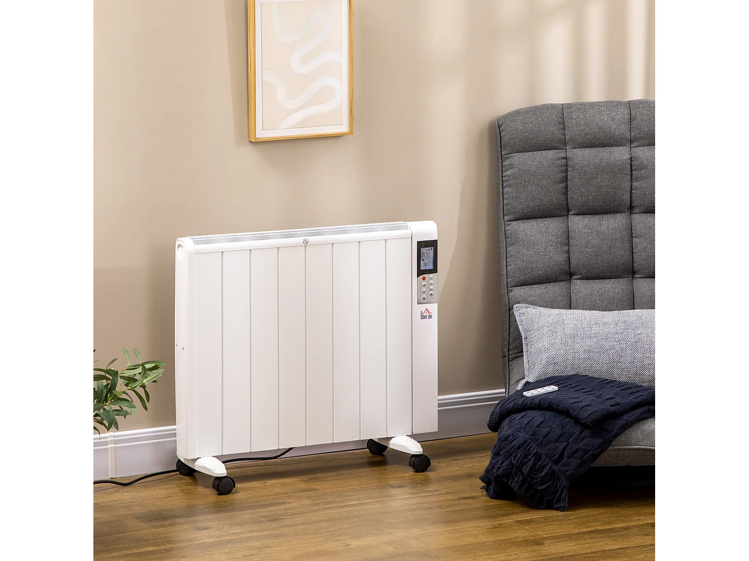 Easycomfort Stufetta Elettrica Da 1000/2000w Con Timer E Impostazioni Di Calore Per Stanze Max 15 M², 75x31x66.5 Cm, Bianco