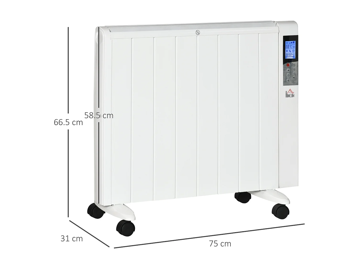 Easycomfort Stufetta Elettrica Da 1000/2000w Con Timer E Impostazioni Di Calore Per Stanze Max 15 M², 75x31x66.5 Cm, Bianco