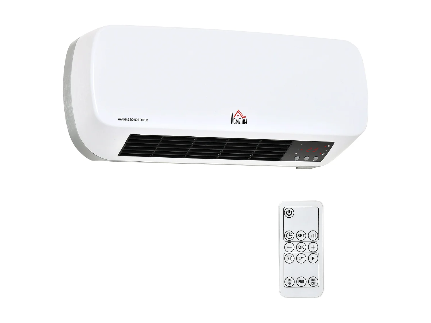 Easycomfort Stufa Elettrica Da Parete Con Telecomando, Temperatura Regolabile E Timer 12 Ore, Potenza 1000w/2000w, 45x18.6x11.5cm, Bianco