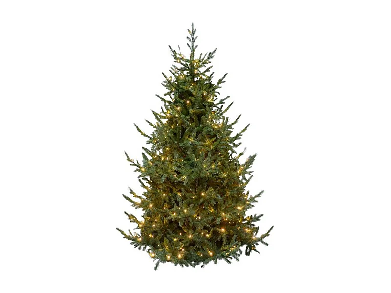 Albero Di Natale Artificiale Verde Sestriere H 210cm X L 150cm Super Folto Con 500 Luci Led + 20 Luci Flash Incorporate 2640 Tips E Base A Croce In M