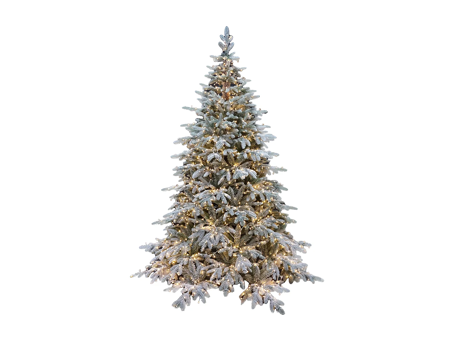 Albero Di Natale Pino Verde Innevato St. Moritz H 240cm X L 165cm Super Folto Effetto Real-Touch Con 3000 Luci Led Incorporate 3484 Tips E Base Croce