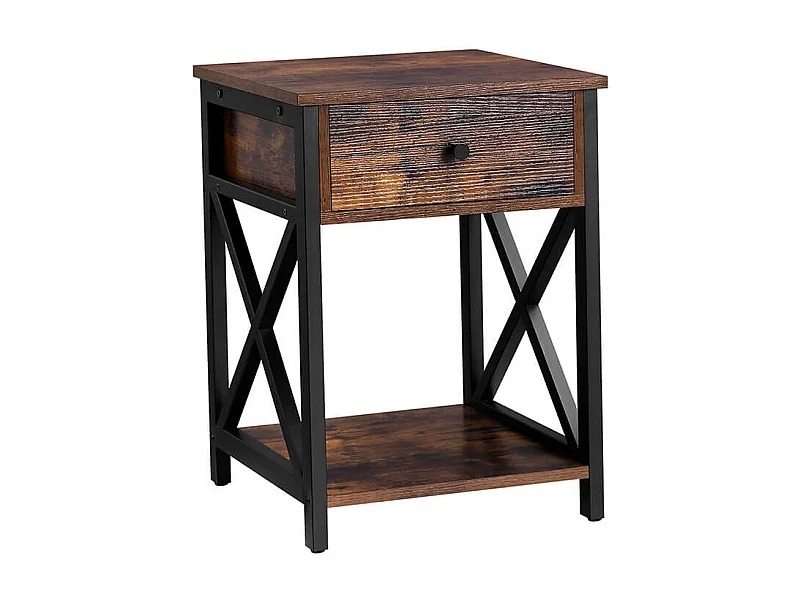 Szafka nocna Valora TABLE CABINET Rustic Brown Steel do sypialni