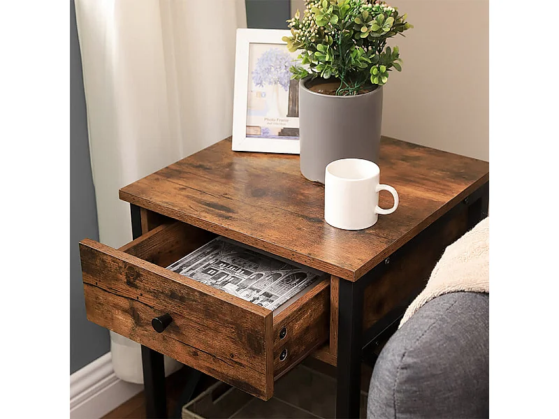Szafka nocna Valora TABLE CABINET Rustic Brown Steel do sypialni