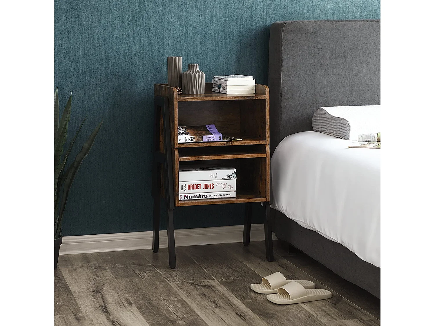 Szafka nocna Valora LET54X, rustykalna, brązowa, żelazna rama