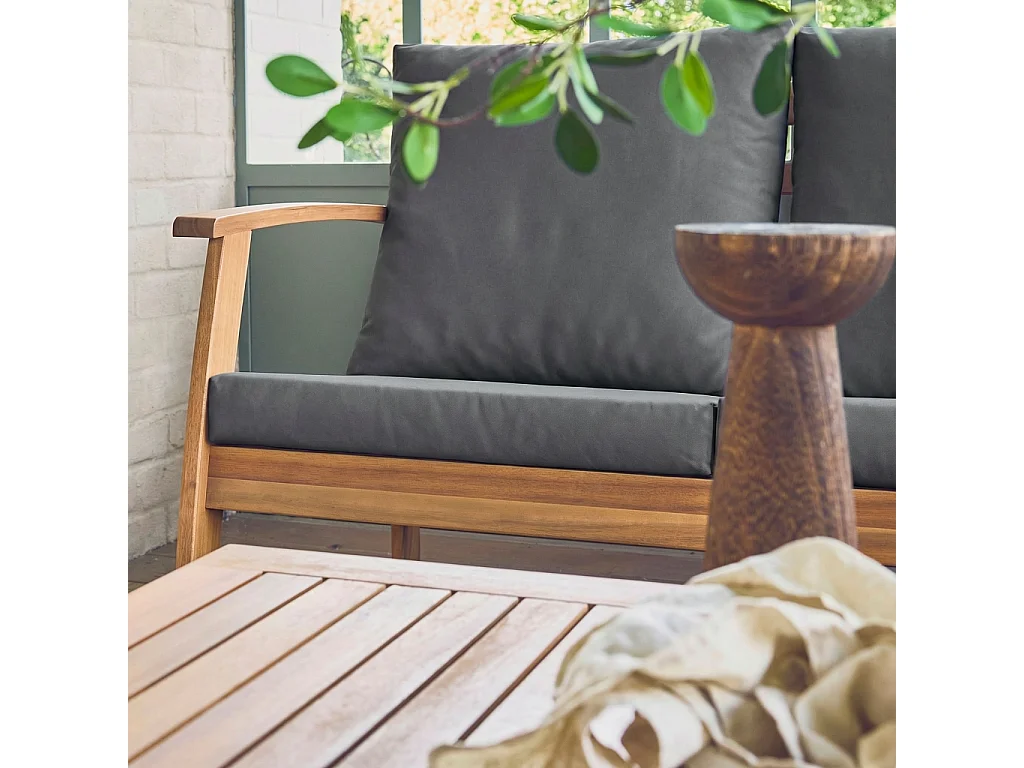 Salotto da giardino in legno di acacia, 5 posti, grigio