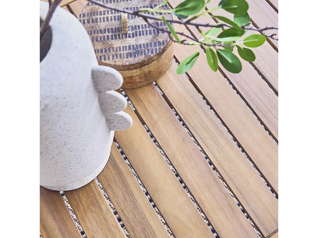 Salon de jardin USHUAIA 5 places gris en bois d'acacia. un canapé. une table. deux fauteuils