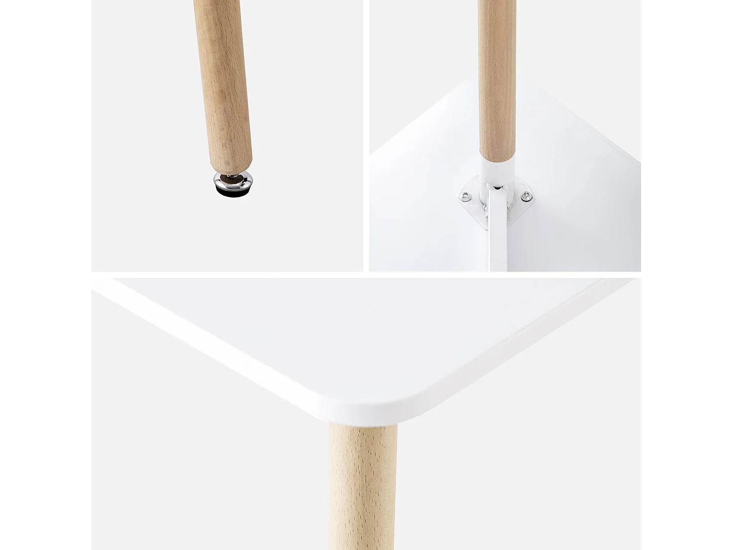 Set da pranzo composto da tavolo quadrato e 2 sedie, 70cm, bianco