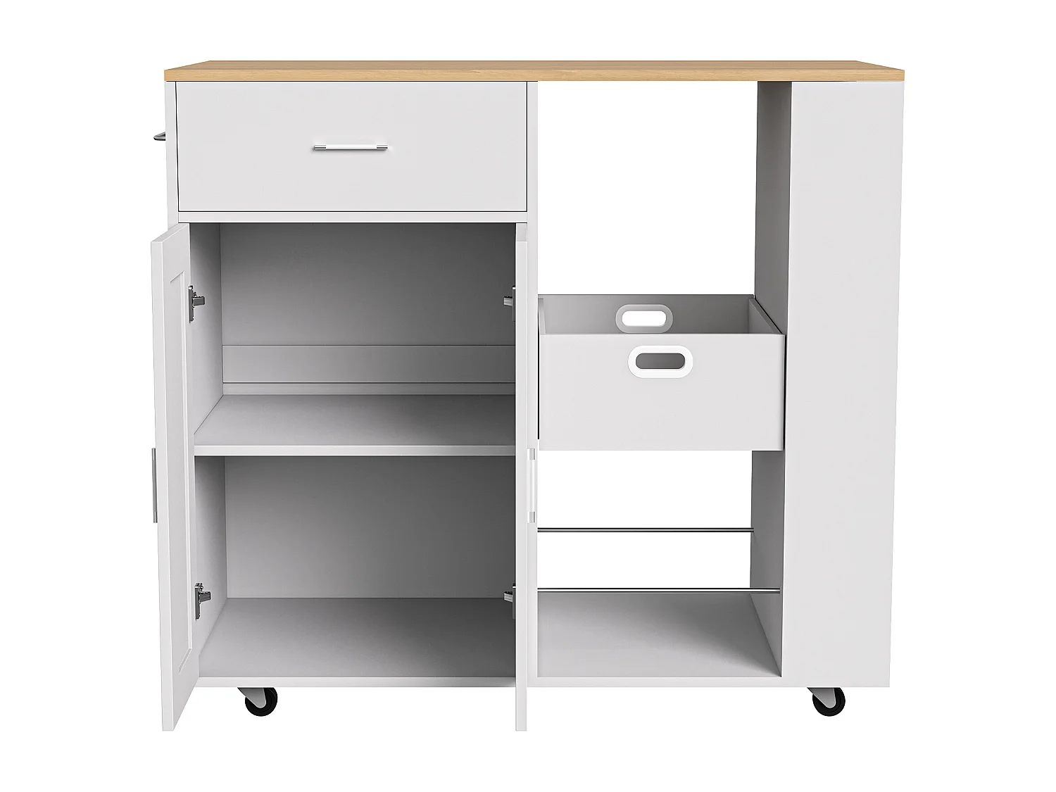 Îlot de cuisine à roulettes, chariot de cuisine mobile avec plan de travail et rangements, meuble de rangement, 102 × 46 × 92 cm,Blanc