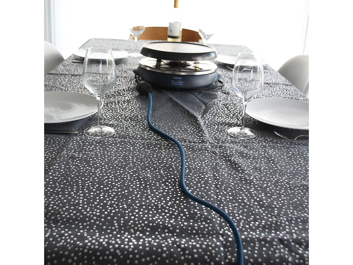 Prolongateur textile fiche plate 3m - bleu clair et noir - Chacon