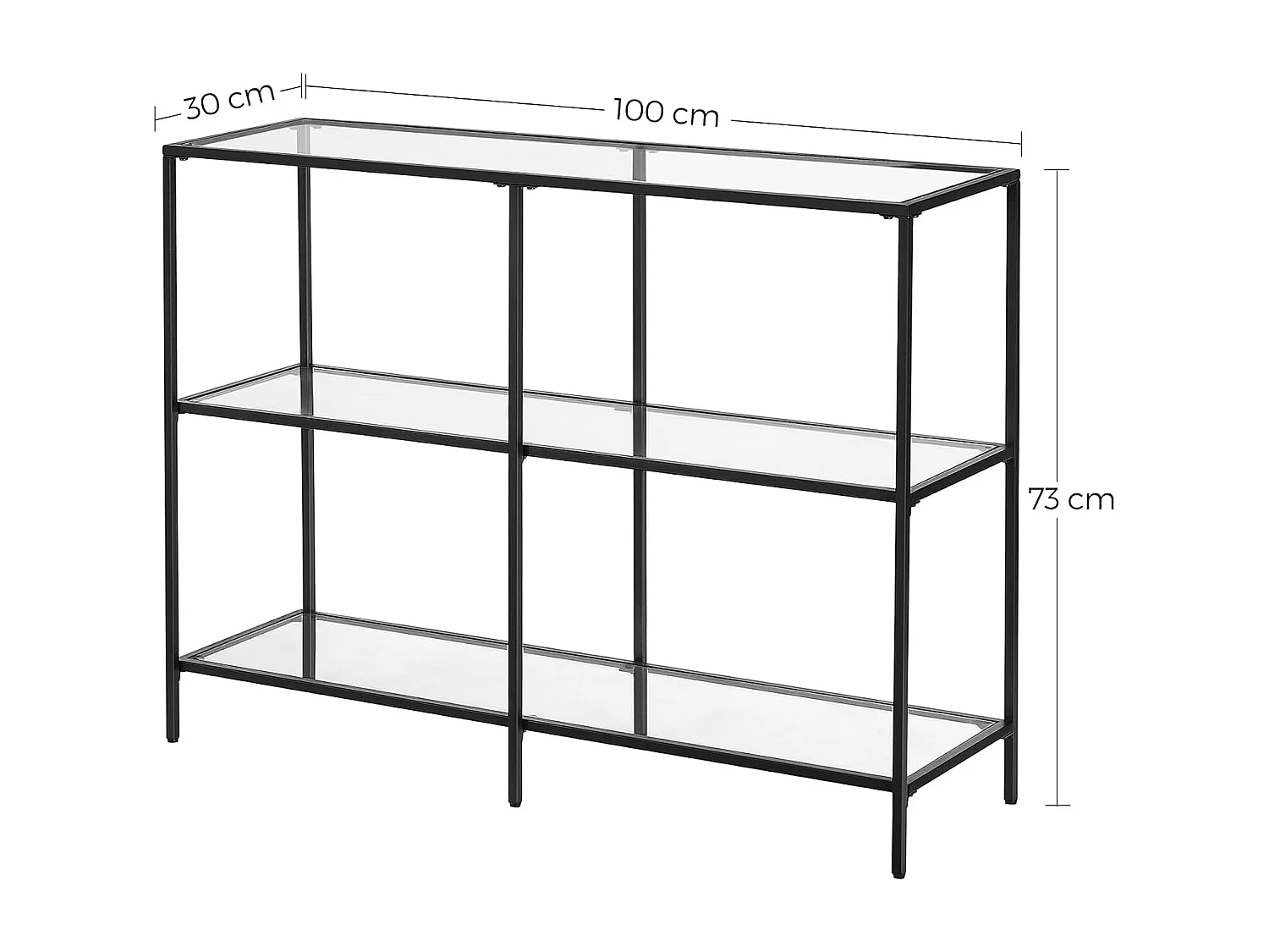 Valora TO THE CONSOLE Glaskonsole Schwarzer Stahlrahmen