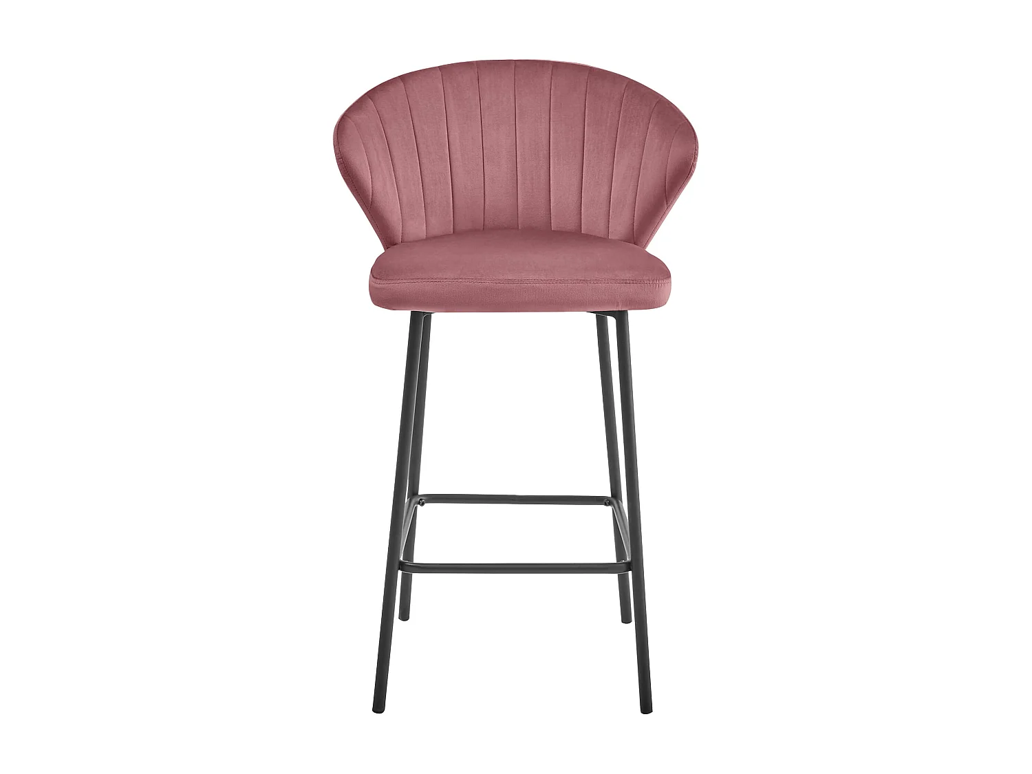 Tabouret Valora GATTA en velours rose foncé avec pieds noirs pour la cuisine (x2)