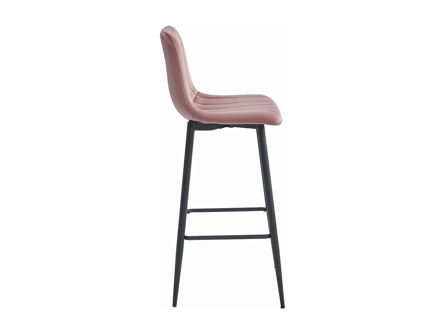 Tabouret Valora POZZA en velours rose foncé, pieds noirs, pour cuisine (x4)