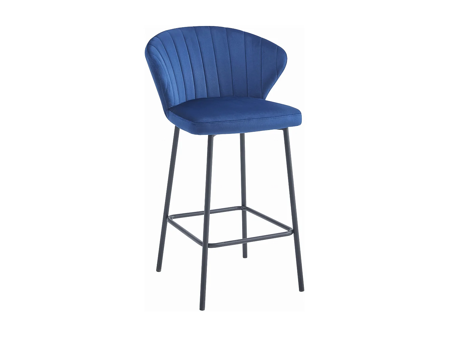Tabouret de bar Valora GATTA, velours bleu marine, pieds noirs (x4)