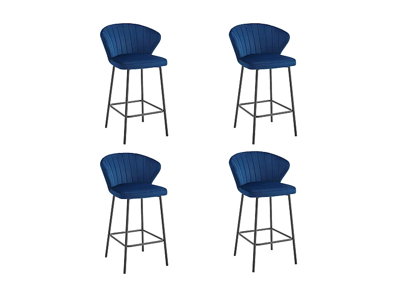 Valora GATTA barkruk marineblauw fluweel zwarte poten x4